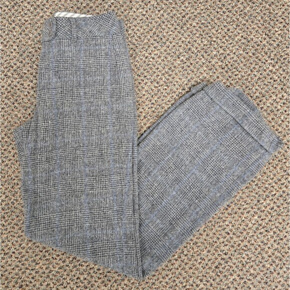 DKNY Wood Blend Pants Cuffed Plaid Wide Leg (Women's 10) - Picture 1 of 14